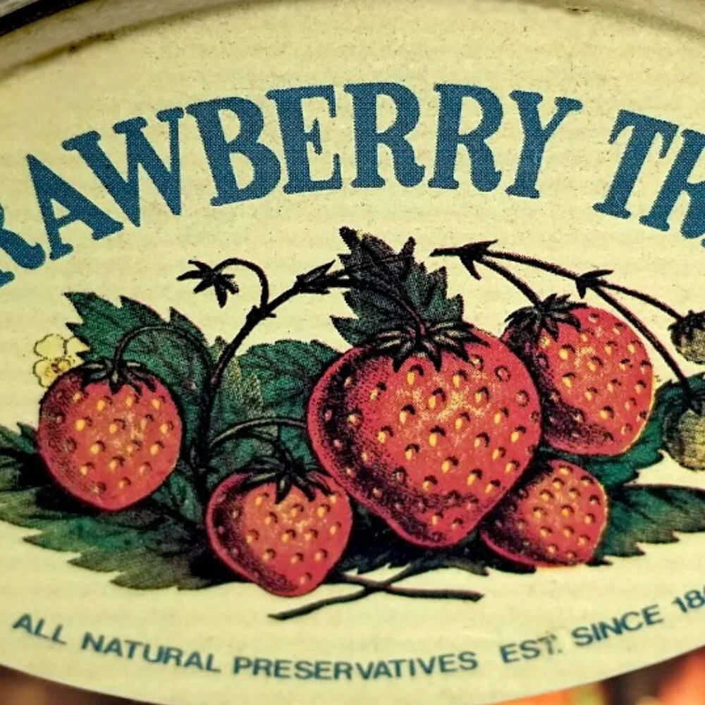 Vintage Strawberry Treat Tin – Retro Yellow Advertising Canister by Richardson &